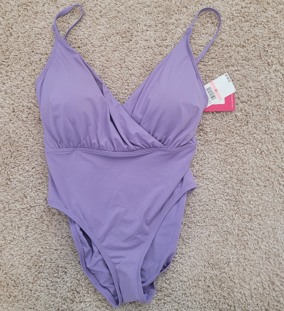 Vince Camuto Swim One Piece Swim Suit Purple Lavender Size 10 Adjustable Straps